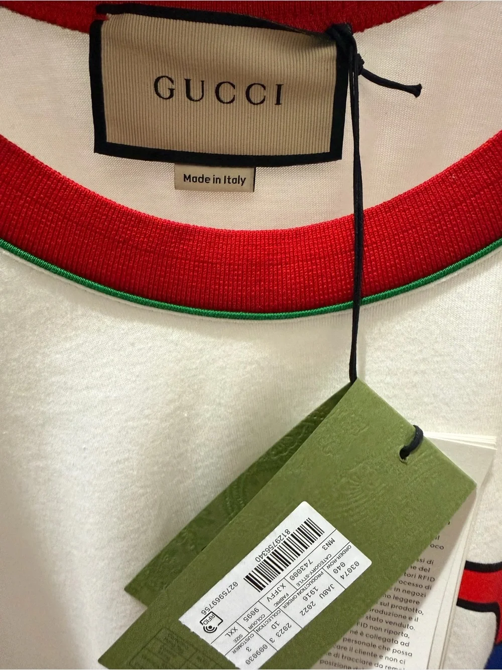 Gucci White Tank with Red and Green Trim
